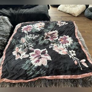 Black and rose square scarf